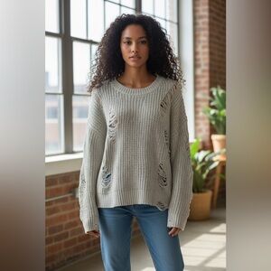 POL Chenille Distressed Sweater